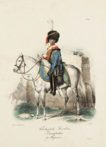 Trompetter te paard in het uniform van het Regiment Huzaren no. 6